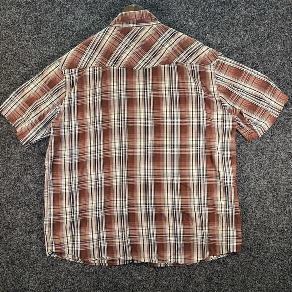 Wrangler Mens Pearl Snap Shirt Red Plaid Western American Cowboy Size XL - Picture 2 of 7